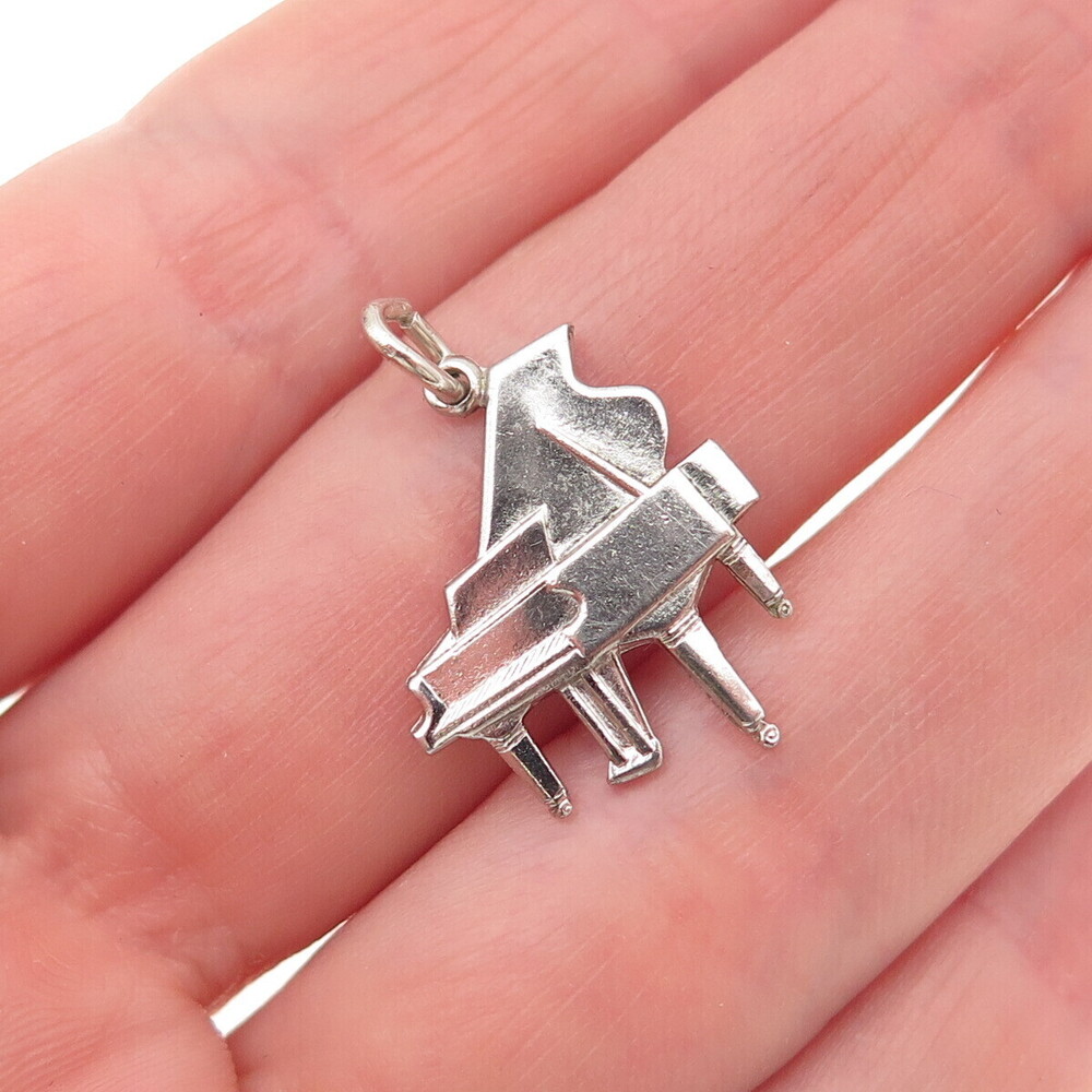 Wells 925 Sterling Silver Antique Art Deco Grand Piano Mini Charm Pendant